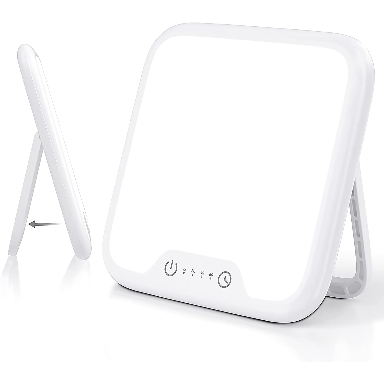 Vortexq6 White Sad Lamp 10,000 Lux Uv-Free, Foldable Light Therapy Lamp With 4 Timers & Memory Function, Portable Daylight Lamp For Home/Office, Jet Lag & Winter Blues Relief