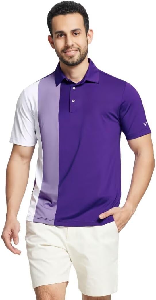M MAELREG Mens Golf Polo Shirts Short Sleeve Dry Fit Casual Performance Moisture Wicking Color Block Polo Shirts for Men - Image 3
