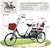 Adult Tricycle Folding Bicycle Comfortable seat 3 Wheel Bicycle Rear Enlarged Vegetable Basket Double Chain 20inch Shock Absorber Front Fork for Parents and Children Maximum Load 440lbs (Black) #3