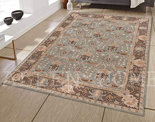 Allen Home Wool Area Rug - Traditional Wool Carpet - Area Rugs Suitable for Living Room, Bedroom, Dining Room - Handcrafted,100% Wool, Cotton Backing- 8’ x 10’ - Allie Porcelain Blue