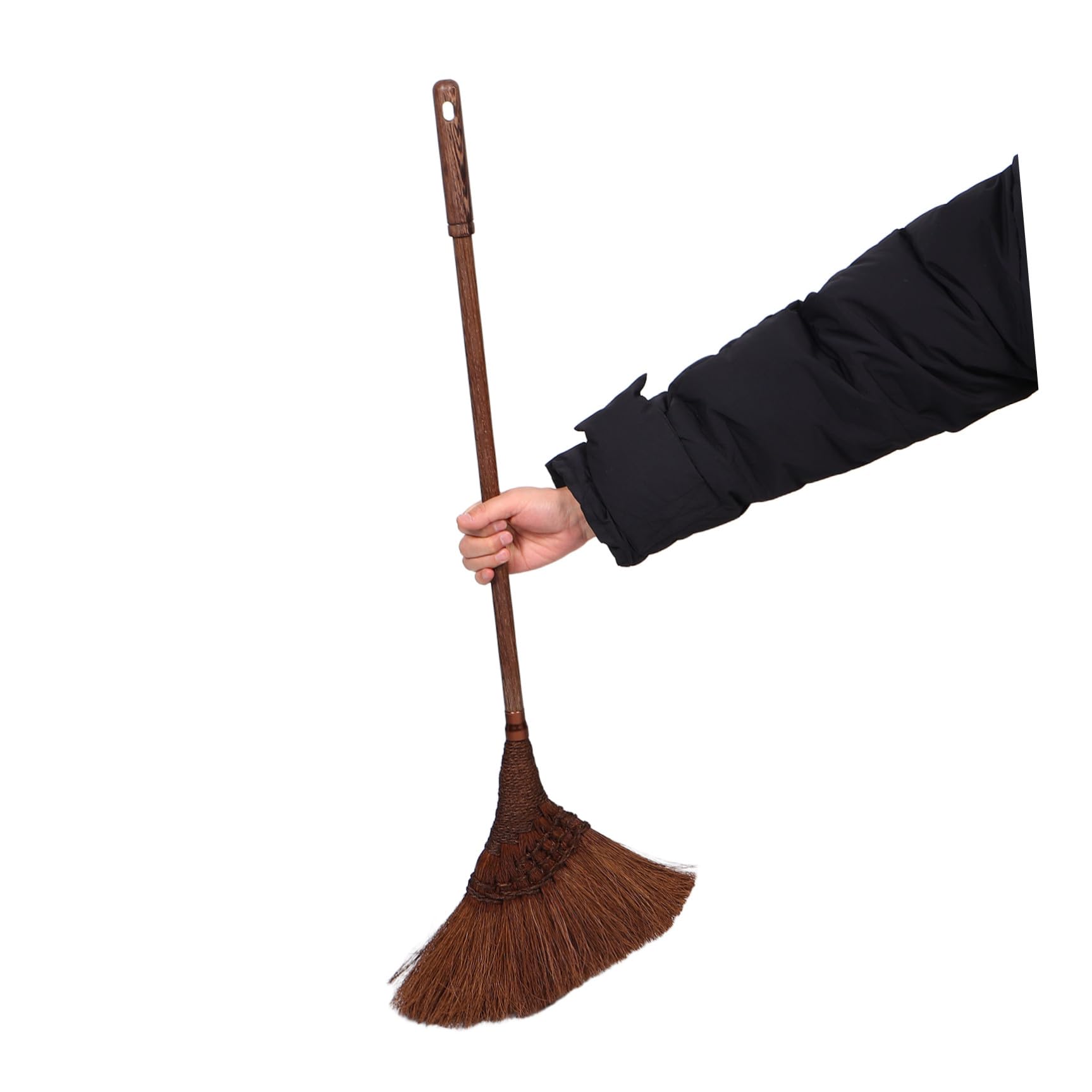 Scopa Spazzatrice Spessa e Fitta con Setole Morbide di Palma, Manico in Legno Resistente, per Pulizia Interna e Camere, Delicata del Pavimento