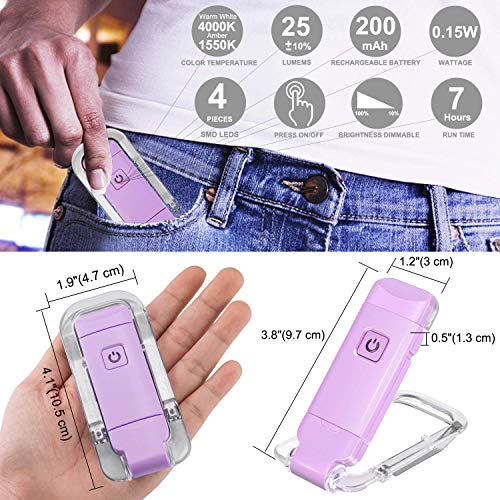 Image of LUXSWAY Rechargeable Book Reading Light for Kids,Clip on LED Portable Bookmark Light with Brightness Adjustable for Eye-Protection,Warm White and Amber LEDs Night Reading Lights for Bookwarms