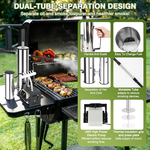 Edelstahl Kaltrauchgenerator, Upgrade Raucherzeuger für Räucheröfen Smoker mit Pumpe, Kaltrauchgenerator aus Edelstahl für Räucherofen Kaltraucherzeuger Smoker Raucherzeuger BBQ Rauch-Erzeuger