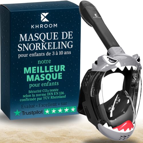 Khroom Masque de Plongée et de Snorkeling pour Enfants dès 3 Ans | Certifié sans Risque de CO2 par TÜV | Masque Intégral avec Tuba | Confort et Sécurité...