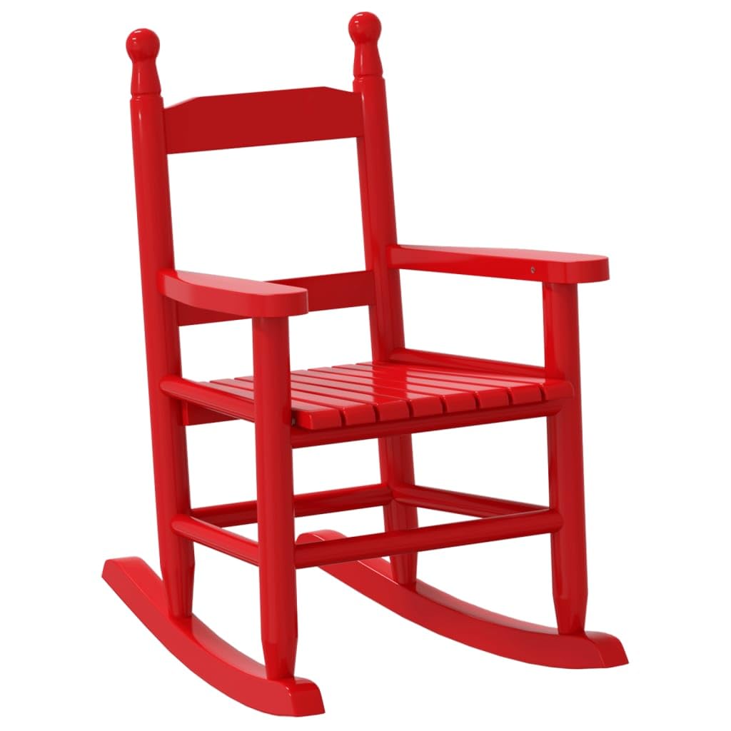 vidaXL Mecedora para Niños de Madera Maciza de Álamo Roja - Exterior y Jardín, Pequeña