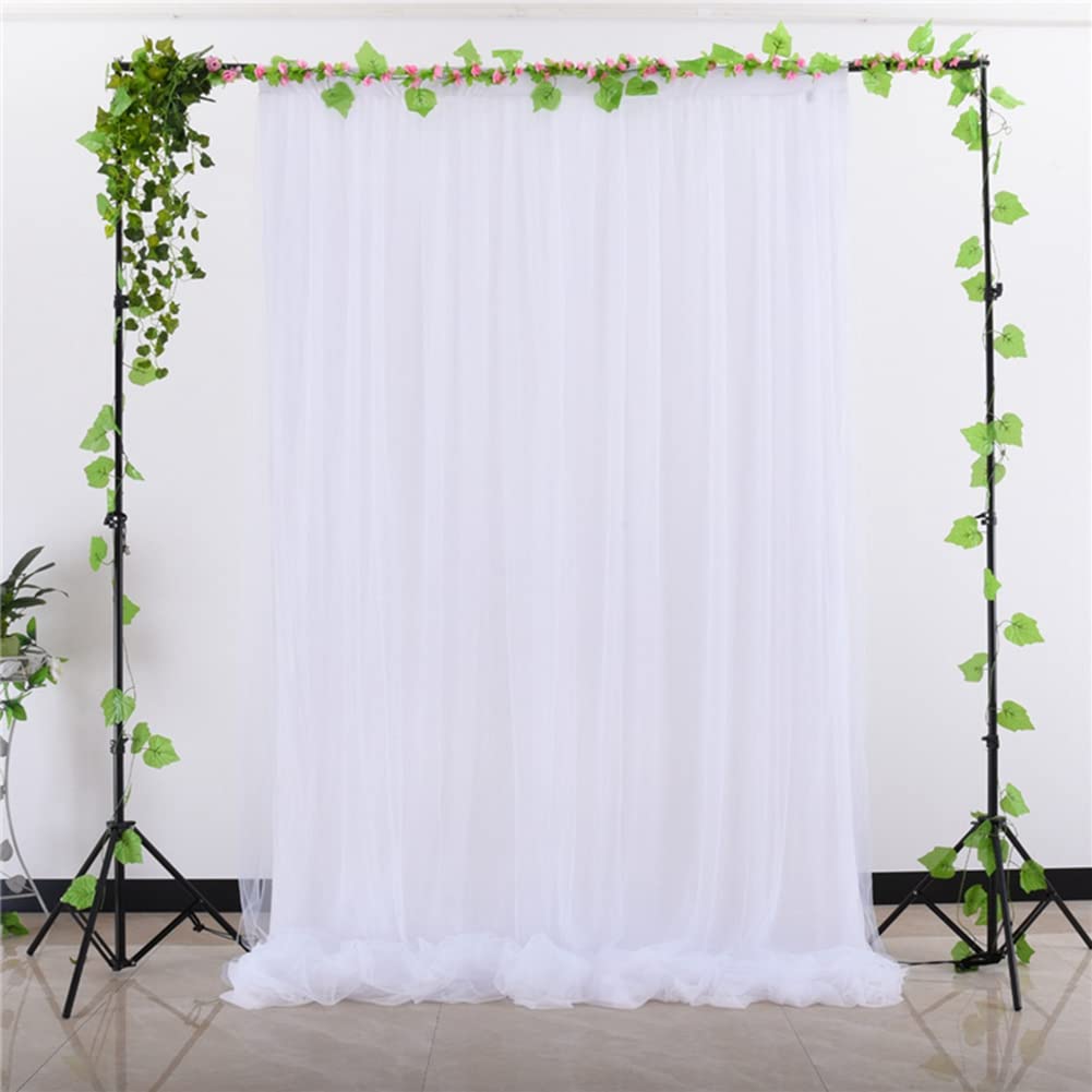 Rideau de fond en tulle blanc transparent - 5 x 7 m - Pour photo de mariage - Décoration de fête prénatale, anniversaire, mariage, mur photo - Blanc