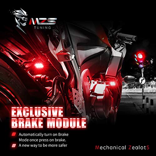 Image of MZS 8Pcs Motorcycle LED Light Kit, Multi-Color Neon RGB Strips LED Underglow kit Compatible with ATVs UTVs Cruiser Trikes Golf Carts Most Family Motorcycle, Pack of 8