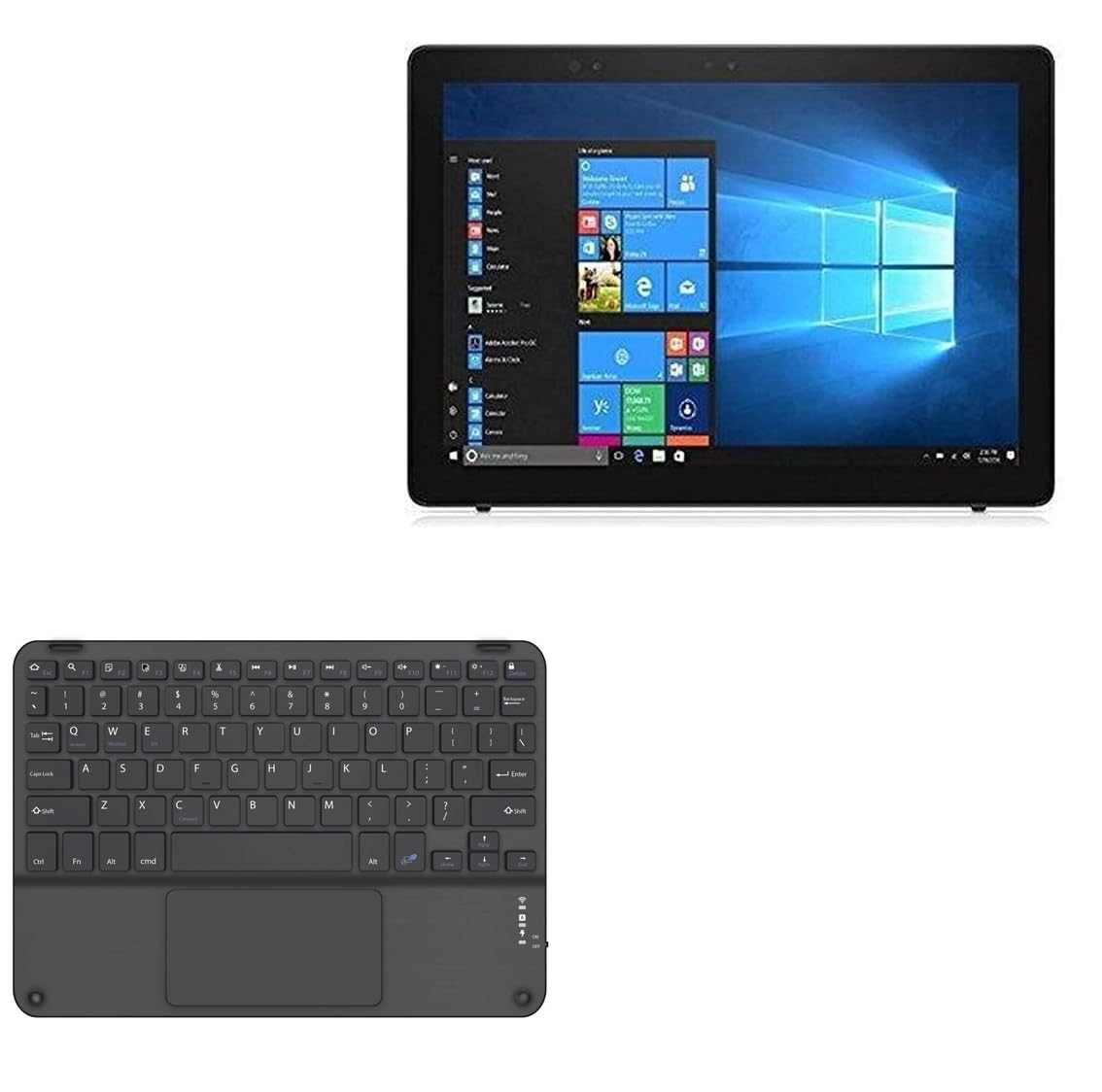 BoxWave Keyboard Compatible with Dell Latitude Tablet PC 5285 (12.3 in) - SlimKeys Bluetooth Keyboard with Trackpad, Portable Slim TouchPad - Jet Black-image-9