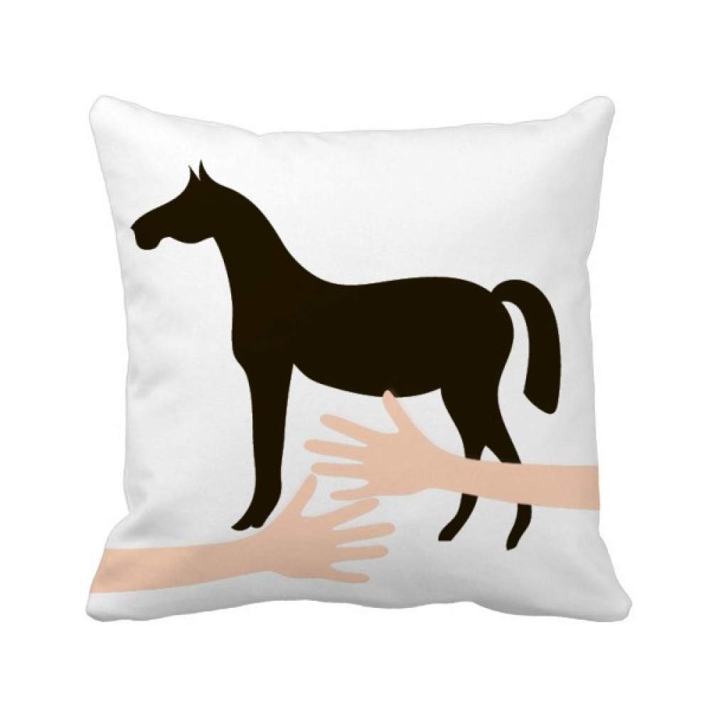 Coussin motif animal cheval noir housse décorative pour chambre adulte
