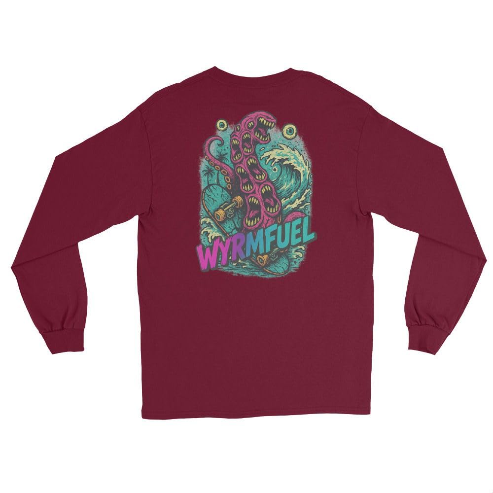 Tentakrush - Maglietta a maniche lunghe con grafica punk, skate, streetwear, unisex, in cotone pesante, marchio indipendente