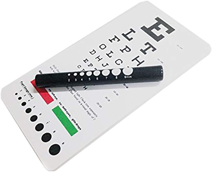 EMI Snellen Pocket Eye Chart with LED Pupil Gauge Penlight - 2 Piece Set : Industrial & Scientific