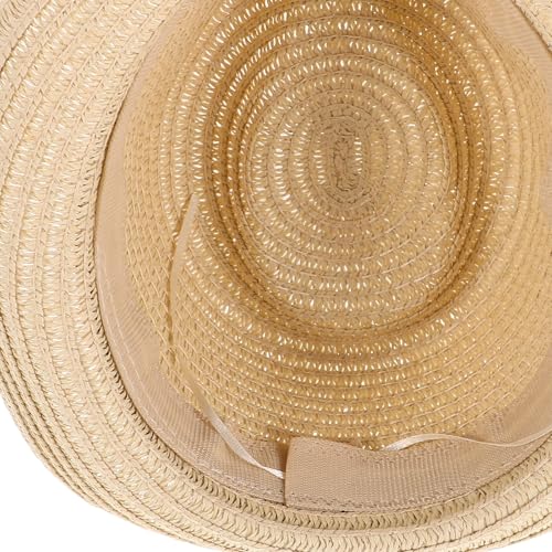 Didiseaon Toddler Summer Straw Hat: Boys Breathable Jazz Sun Hat with Adjustable Strap Kids Beach Cap for Outdoor Activities Beige3