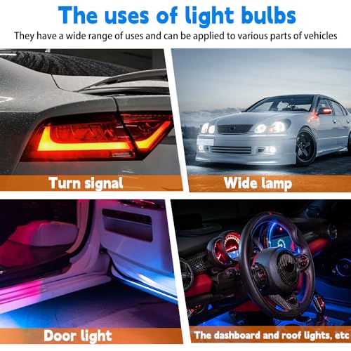 Image of 30PCS 194 LED Bulb, 0.36W 12V T10 6000K Interior Lights, T10 Round Head Transparent You Can Use It In Cars, Trucks, SUVs (Green)
