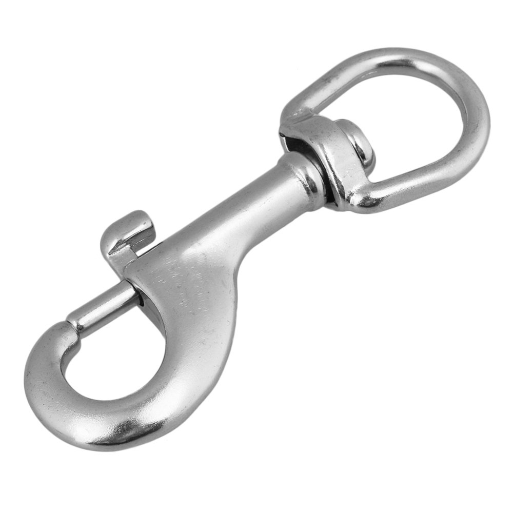 304 Stainless Steel Bolt Snap Hooks Round Swivel Eye Key Chain Clip Silver (70mm)
