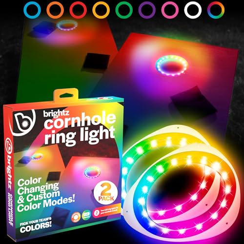 Brightz 2-Pack Color Changing LED Cornhole Board Accessories for Backyard Games