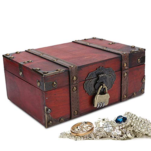 Listado de Cofres , tabla con los diez mejores. 48 Caja de Almacenamiento de Madera Vintage, Cerradura Decorativa para Cofre de Joyería del Tesoro, Estilo Europeo para Decoración del Hogar (6282-2301GK10-Almacenamiento de