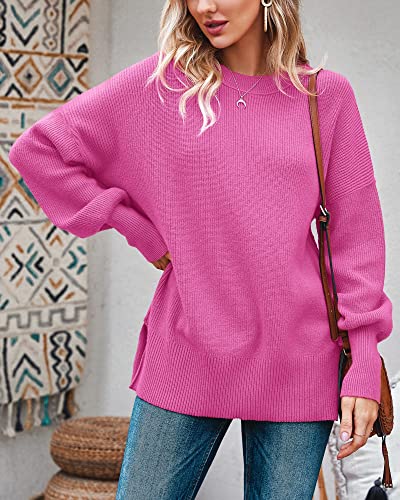 Image of Imily Bela Womens Oversized Tunic Sweaters Fall Slouchy Long Sleeve Ribbed Knit Side Slit Pullover Jumper
