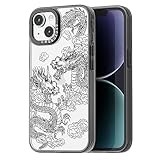 casevivid Compatible for iPhone 15 Case Cute Aesthetic - Durable Fashion Funny Phone Case - Girly Dragon Pattern Print Cover Design for Woman Girl 6.1 inches Black