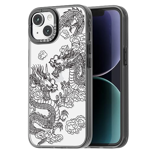 Coque iPhone 15 fille avec dragonne étui amusant mignon noir