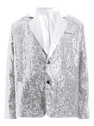 Girls Sequin Dance Jacket Kids Button Down Blazer Jacket Casual Long Sleeve Glitter Lapel Suit Coat3