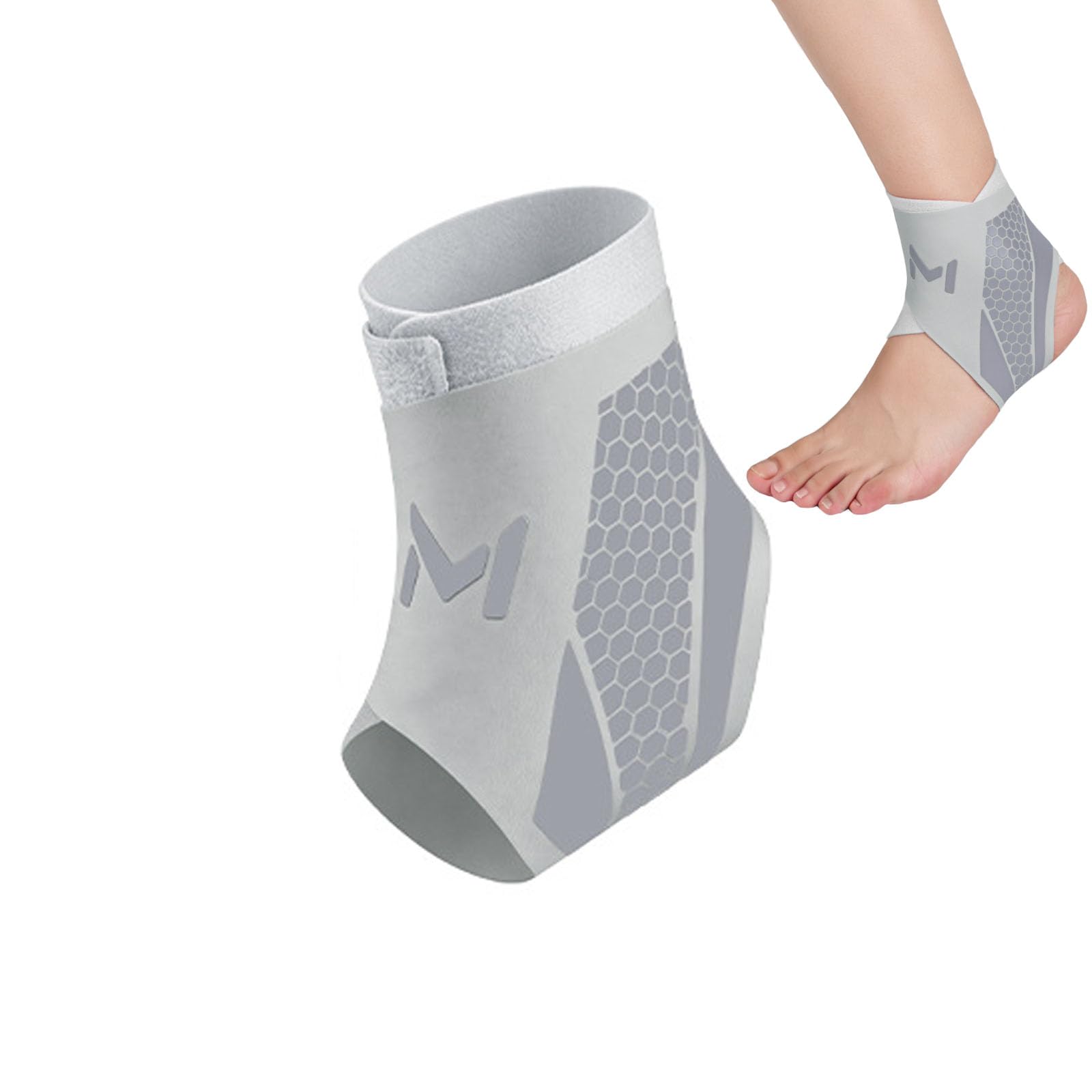 Zenixo Motionflux Pro Ankle Support, Adjustable Compression Ankle Straps with Wrap, Breathable Lightweight Ankles Brace for Running, Football, Basketball, Gym, Hiking and Daily Activities (Gray,1pc)