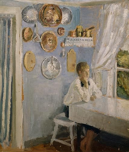 Peinture sur toile Harald au petit déjeuner par Fritz Thaulow, œuvre nordique raffinée 60x90