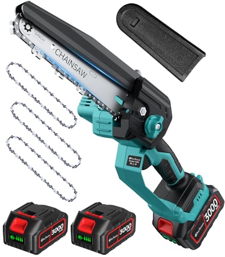 Image of 6 inch Mini Chainsaw Cordless for Wood Cutting, 1000W Brushless Motor,
