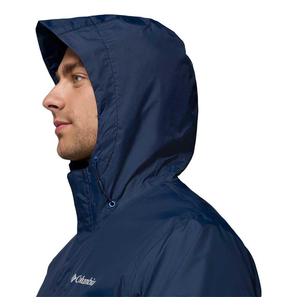 Columbia Męska kurtka Pouring Adventure 3, wodoodporna kurtka przeciwdeszczowa, Collegiate Navy, Mountain Blue, XL