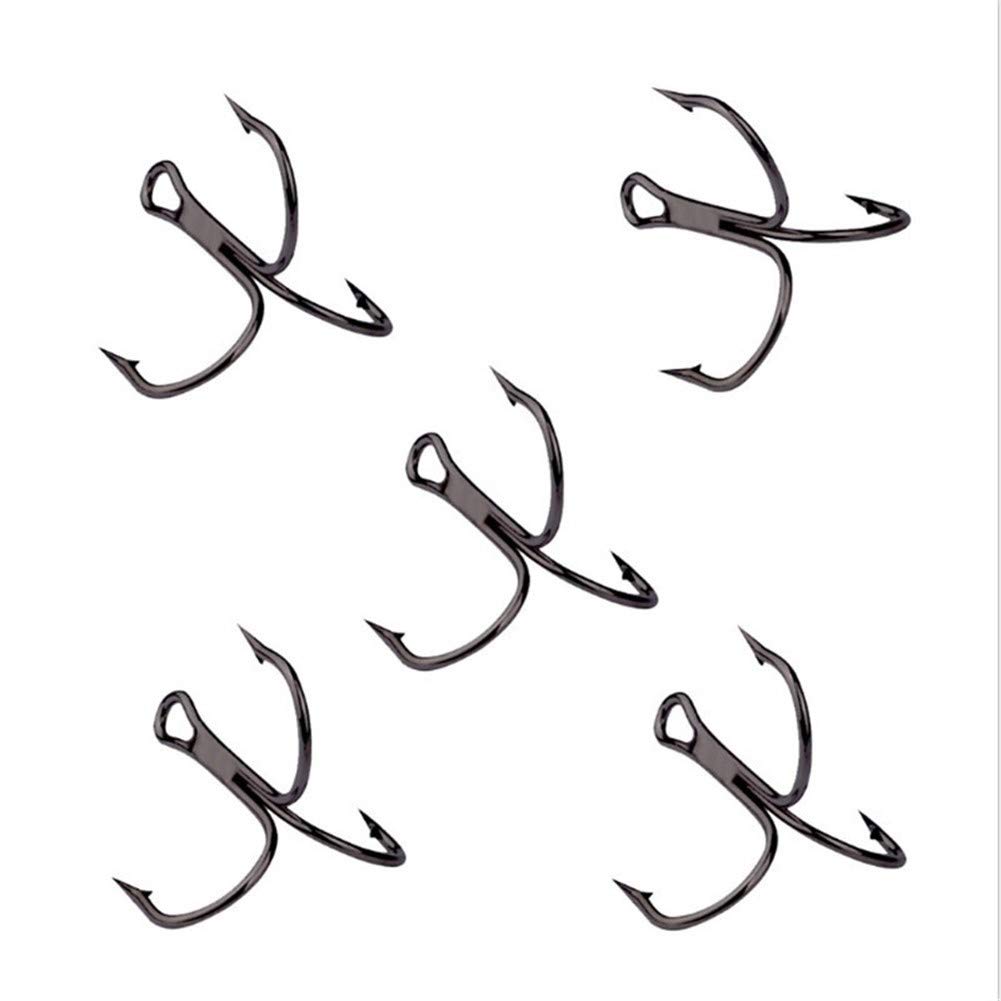 Angel-Jig-Haken, Beruf Angelhaken, Schwarz Angelhaken 10 Teile/los 2# 4# 6# 8# 10# Drillinge aus Kohlenstoffstahl, umgestürzte Haken, Angelgerät, runde Biegung, Drillinge for Bas (Color : 2)
