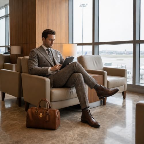 Image of Holy dove Mens Dress Boots Leather Oxford Chukka Boots | Hi-Poly insole,non-slip rubber outsole, business formal, ankle-high chukka Oxford style