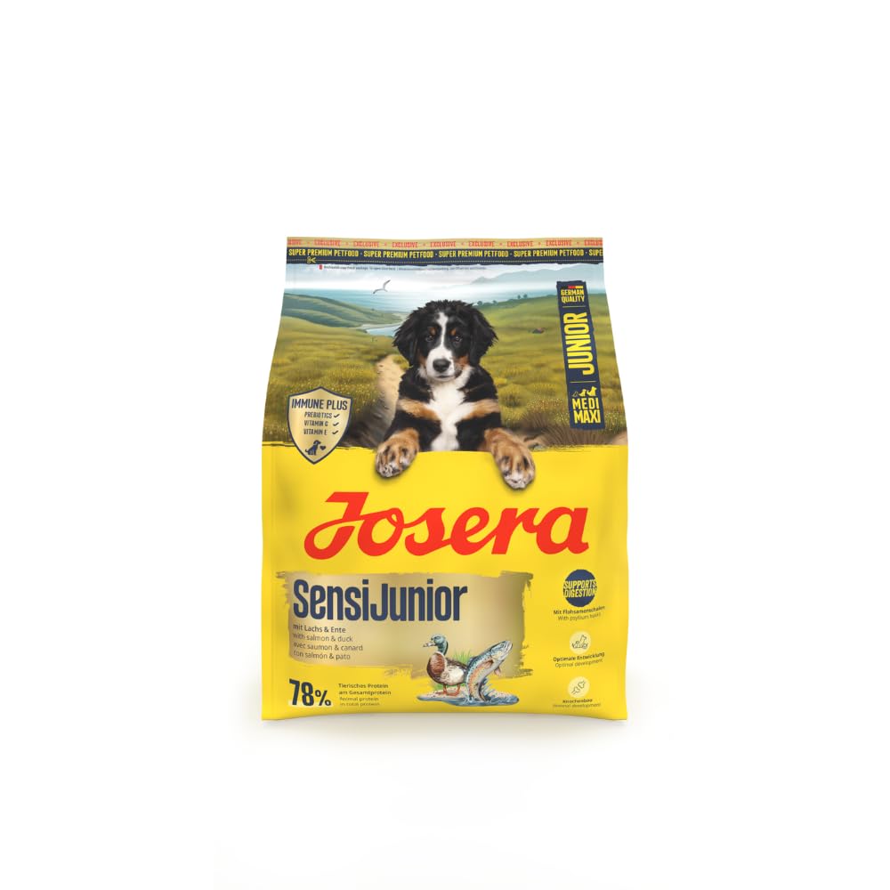 Josera SensiJunior complete puppy food | For active pups | Sensitive digestion | Gluten-free | Medium & large breeds | Immune Plus | High meat | 0.9kg