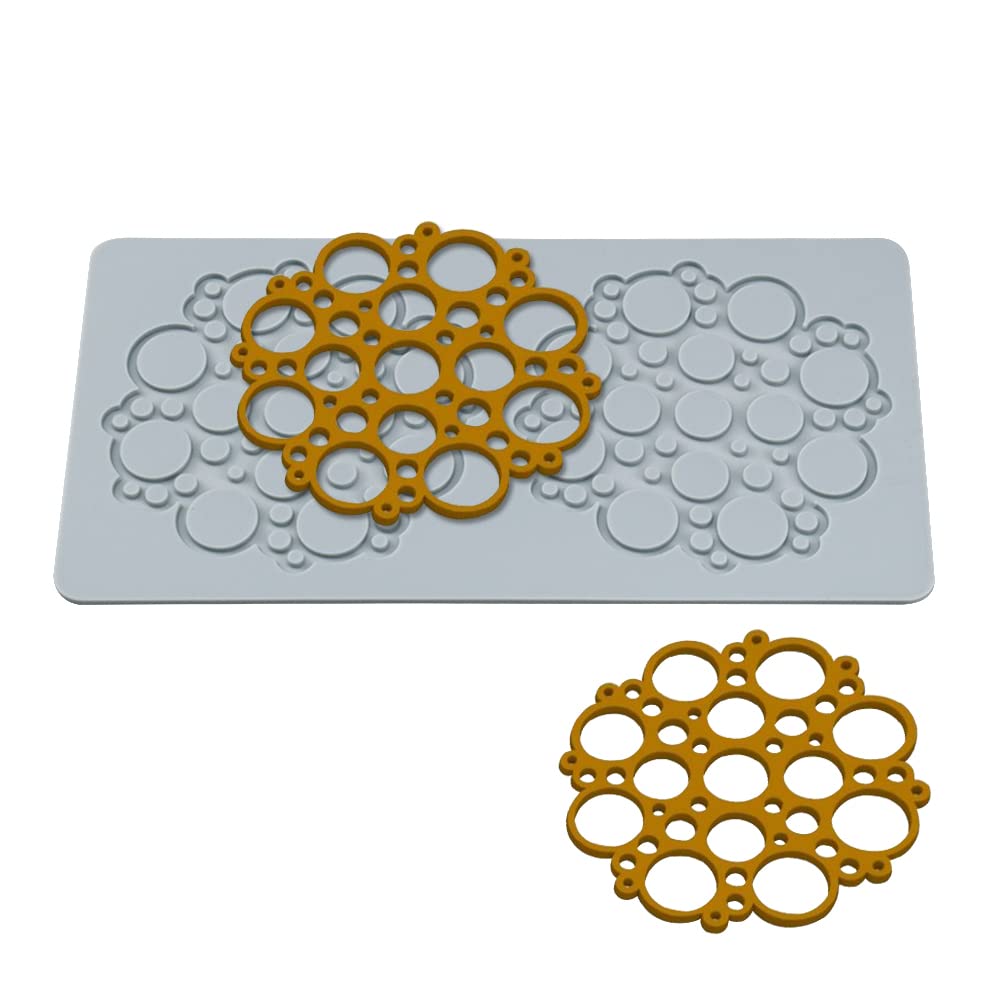 Silicone Mold Cake Embossing Mat Decorating Craft Tools Cake Silicone Mold Candy Mold for Baking Resin Soap Candy Cake Decor，Sugar Paste,Chocolate, 2 Holes Bubbles
