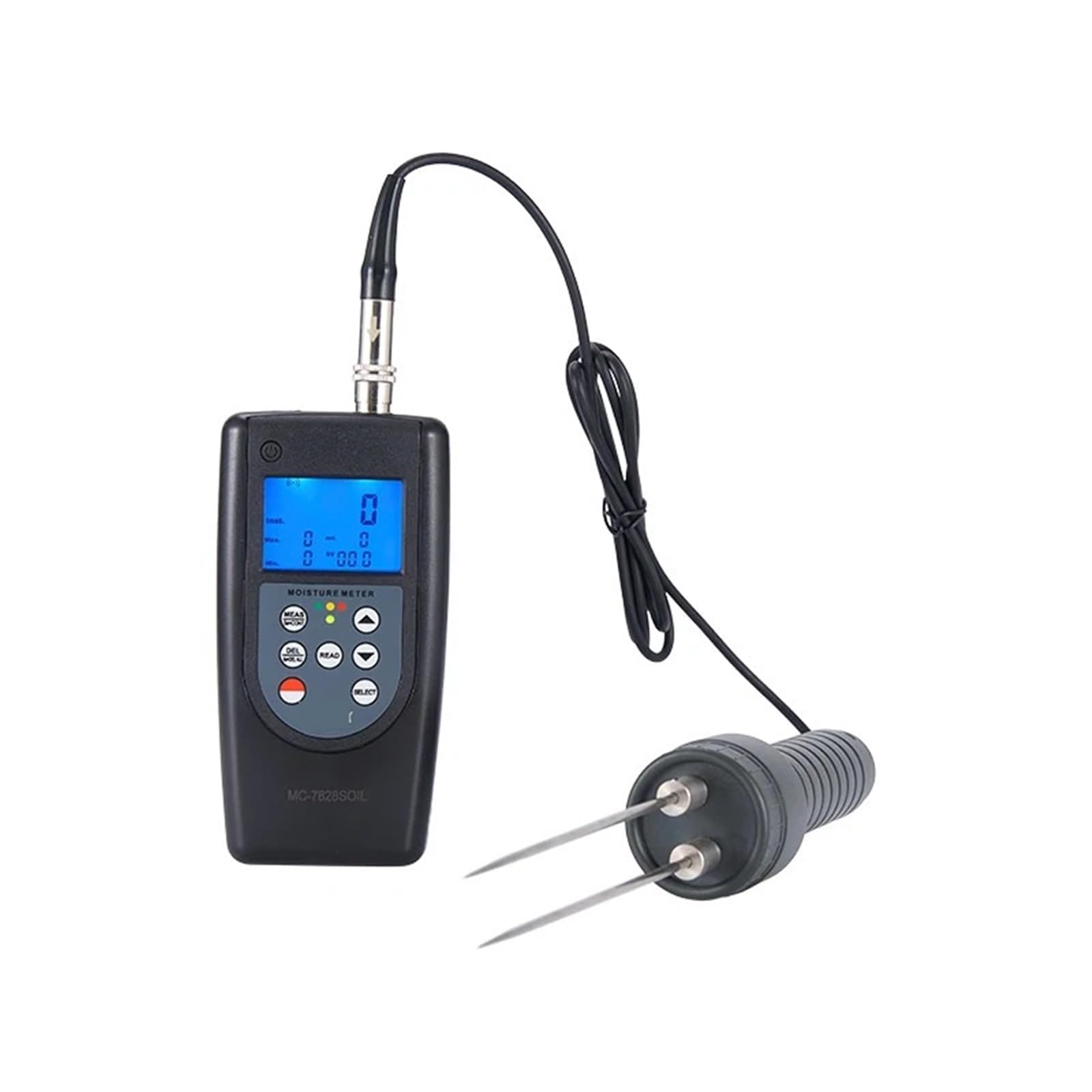 MC-7828 Humidimètre numérique 0 à 80 % avec écran LCD rétroéclairé, mémoire de données 99, lectures moyennes maximales minimales, capteur de sonde pour jardin, serre et plantes d'intérieur