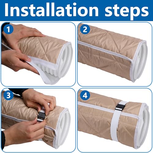 Image of Tlswshsy 2 Set Quilting Air Conditioner Hose Cover, AC Insulated Hose Cover Wrap with 8 Adjustable Buckle Straps, Portable Air Conditioner Hoses Sleeve for 5''-5.9 inch Diameter Exhaust Duct Vent (Beige)