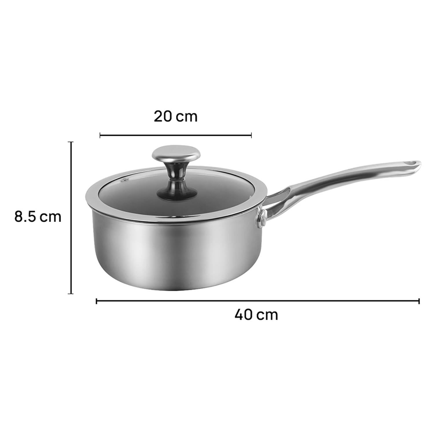 Buy Corelle Duranano Saucepan 20Cm with Lid, Tri-Ply Stainless