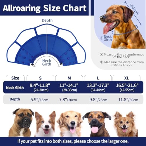 Image of Allroaring Dog Cone Collar, Soft Dog Cones for Medium Dogs After Surgery | Adjustable Pet Cone for Dogs to Stop Licking, Breathable Doggie Elizabethan Collar for Wound Care Spay Neuter, Blue M