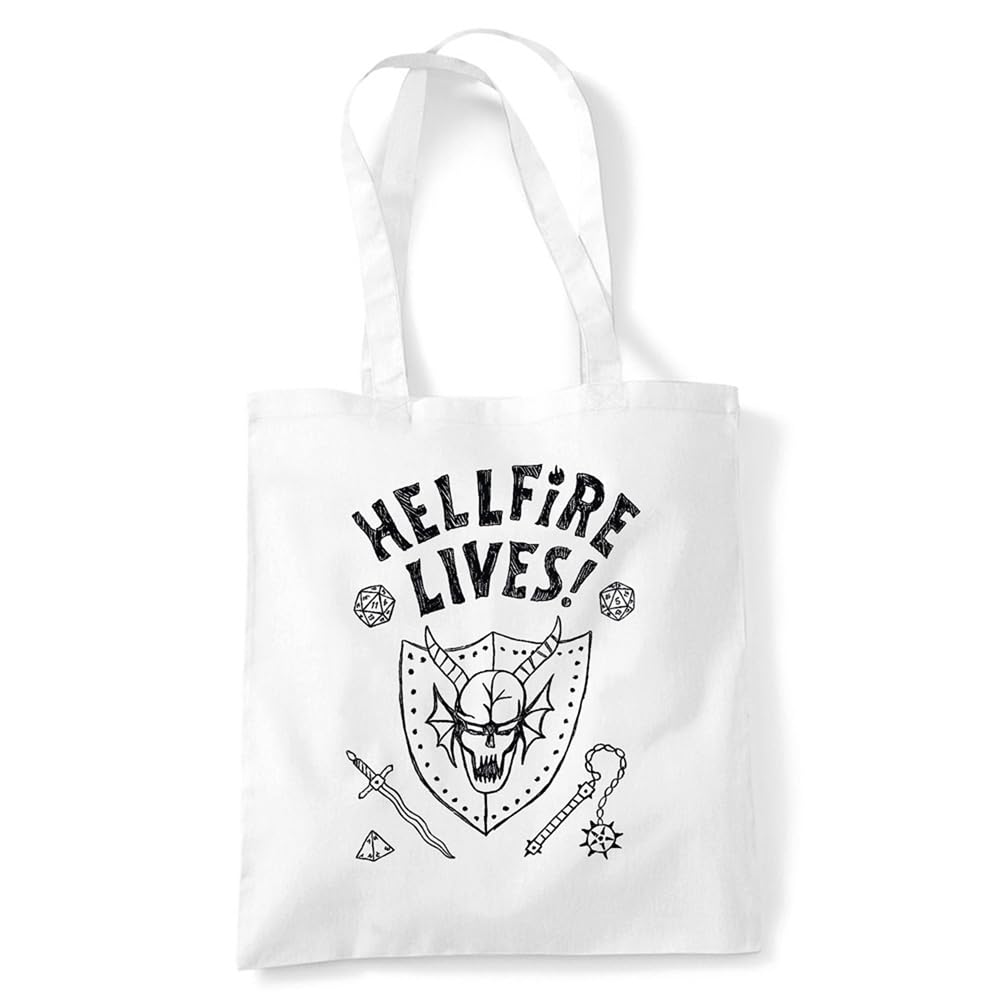 Stranger Things Hellfire Graduation Grocery Travel Reusable Tote Bag, White