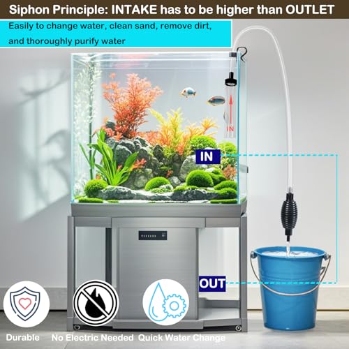 Image of 7ft-L Aquarium Siphon Vacuum Cleaner, Hand Siphon Pump Water Changer for Fish Tank Cleaning Gravel & Sand