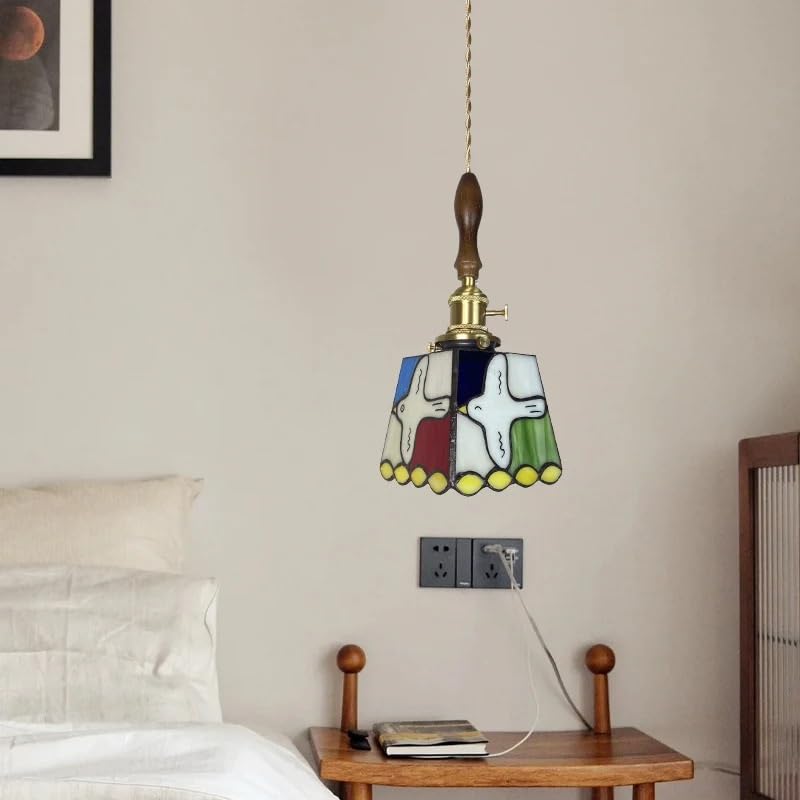 Pendentif LED suspendu en verre coloré avec interrupteur cuivre pour balcon