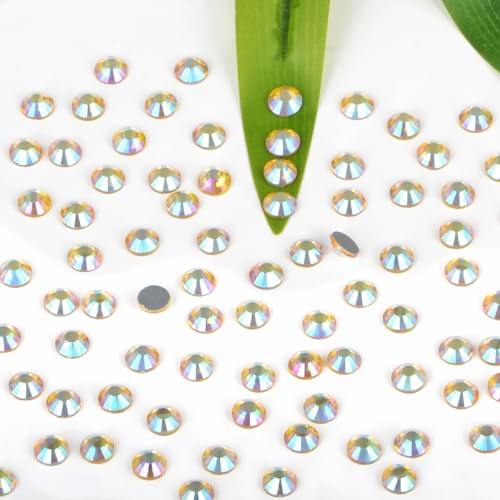 Image of Bymitel Hotfix Crystal Rhinestones Round Gems Iron on DIY Jewelry Making Flat Back for Crafts, Citrine AB, 4.8mm(SS20 /1440pcs)