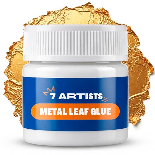 7 Artists Anlegemilch für Blattgold 50 ml Blattgold Kleber auf Wasserbasis für Schlagmetall & Blattmetall Flocken | Transparent Trocknend Gilding Glue für Metallische Dekorationen DIY-Projekte