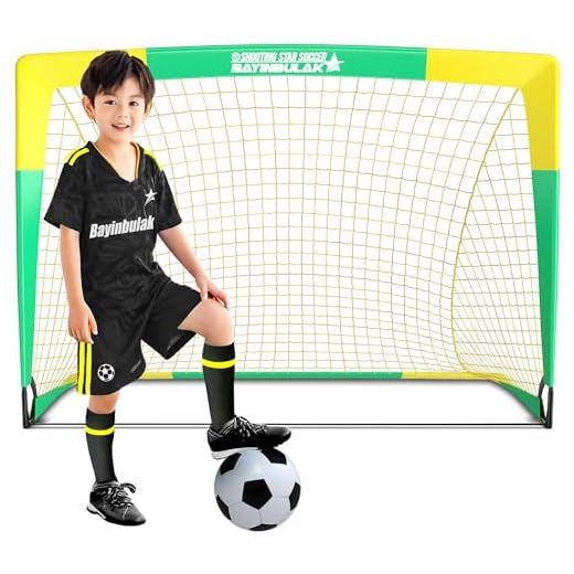 BAYINBULAK Portería de Futbol para Niños Porterias de Futbol Jardin Regalos del Festival (3'x2.2', Amarillo+ Verde) x1 Pack