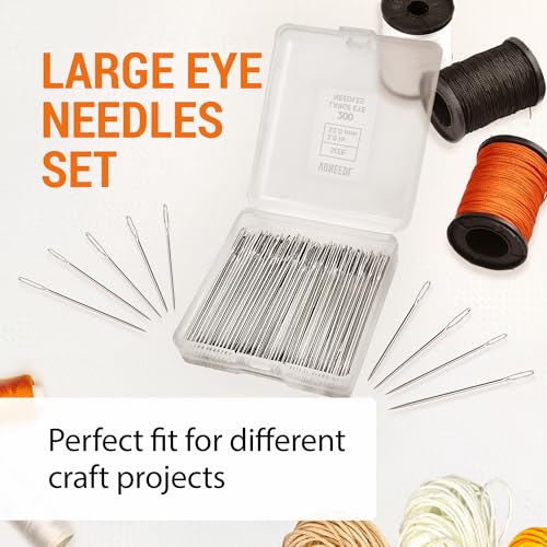Hilo de coser encerado (color blanco), agujas resistentes (11 piezas) y agujas afiladas de ojo grande (200 piezas) — para coser a mano, ideal para cuero, lona y más miniatura 6