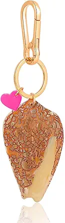 Personalized Hebrew Cone Shell Keychain - Textile Cone Shell Bag Charm