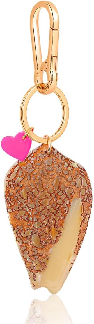 Personalized Hebrew Cone Shell Keychain - Textile Cone Shell Bag Charm