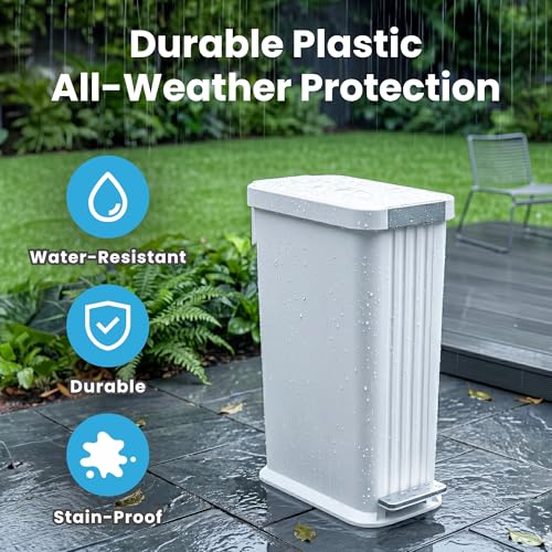 Image of iTouchless 13.2 Gallon / 50 Liter Dog Poop Trash Can with Lid & AbsorbX Odor Filter, Indoor & Outdoor Rust-Proof Pet Waste Bin, Soft-Close Step Pedal, Large Capacity Recycle Bin, Matte White