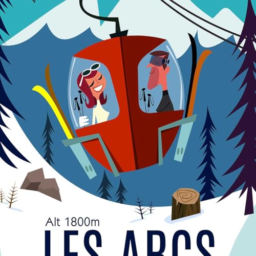 Tableau Paradiski Les Arcs idée cadeau souvenir de ski authentique
