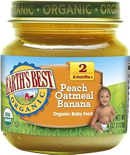 Earth's Best Organic Stage 2 Baby Food, Peach Oatmeal Banana, 4 oz. Jar