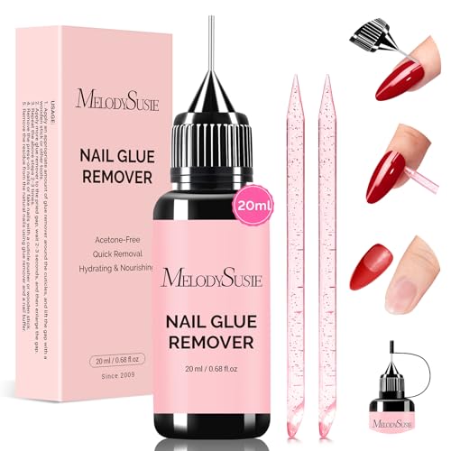 MelodySusie Nail Glue Remover for Press on Acetone Free Nail Polish Remover Multi-Functional Remover...