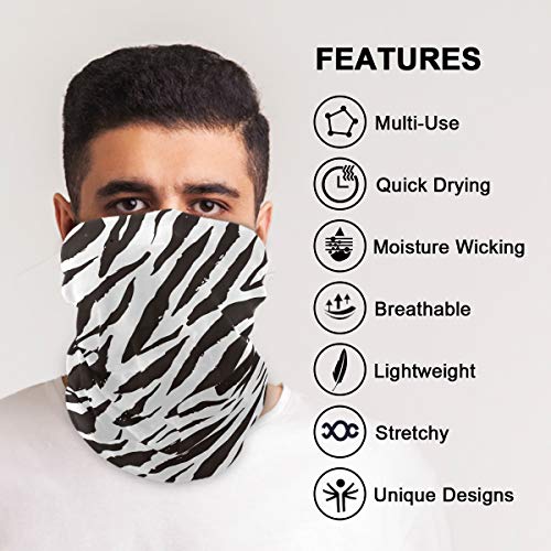 MOYYO Zebra Print Face Sun Dust Mask Bandanas Seamless Elastic Neck Gaiter Headwear Magic Scarf Headband Balaclave for Women Men Festivals Running Cycling Outdoor Sport4